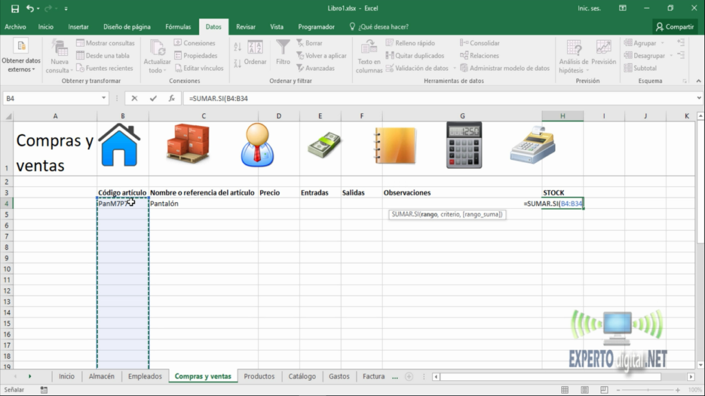 Como aplicar la funcion SUMAR.SI en Excel