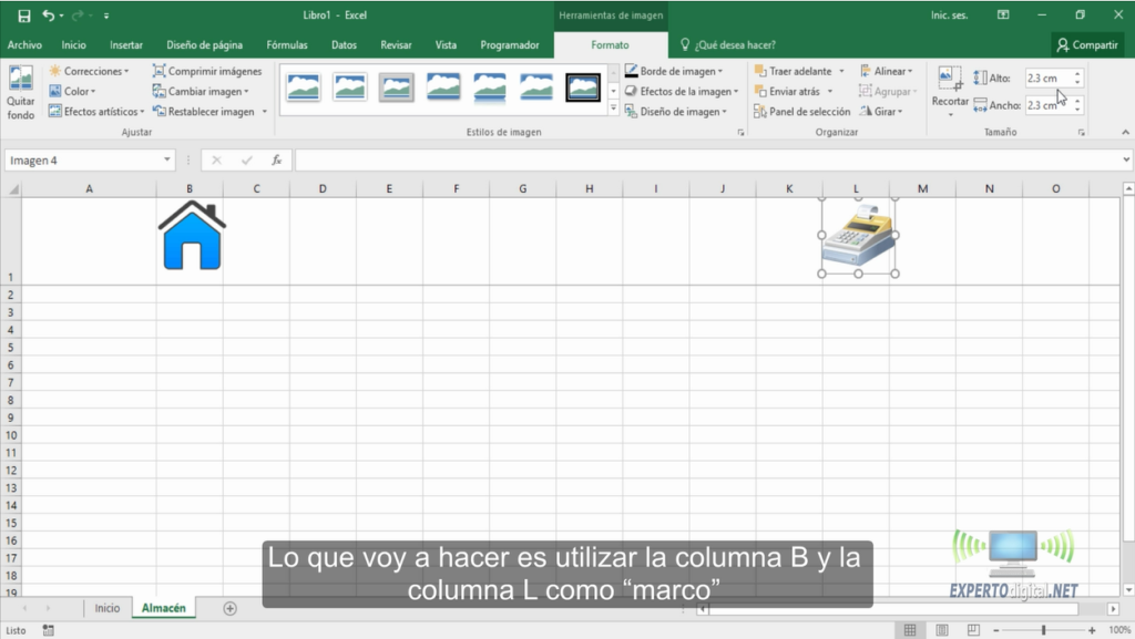 Distribuir imagenes en Excel