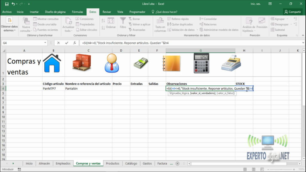 uso de la funcion SI
