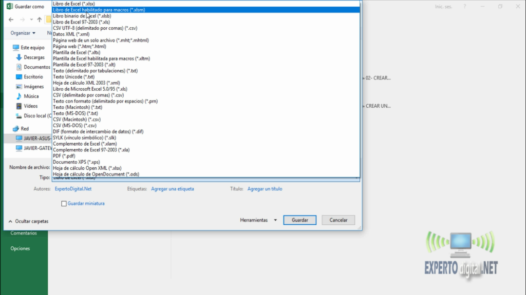 libro de excel habilitado para macros
