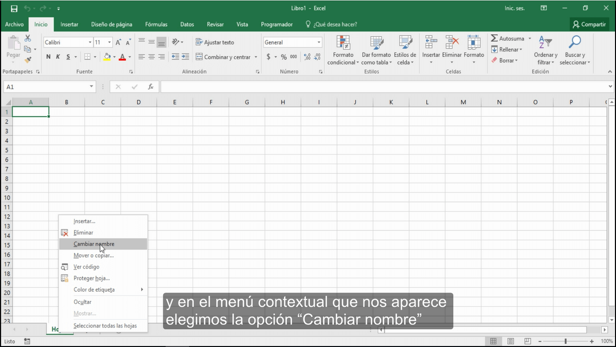 Cambiar el nombre de una hoja de Excel