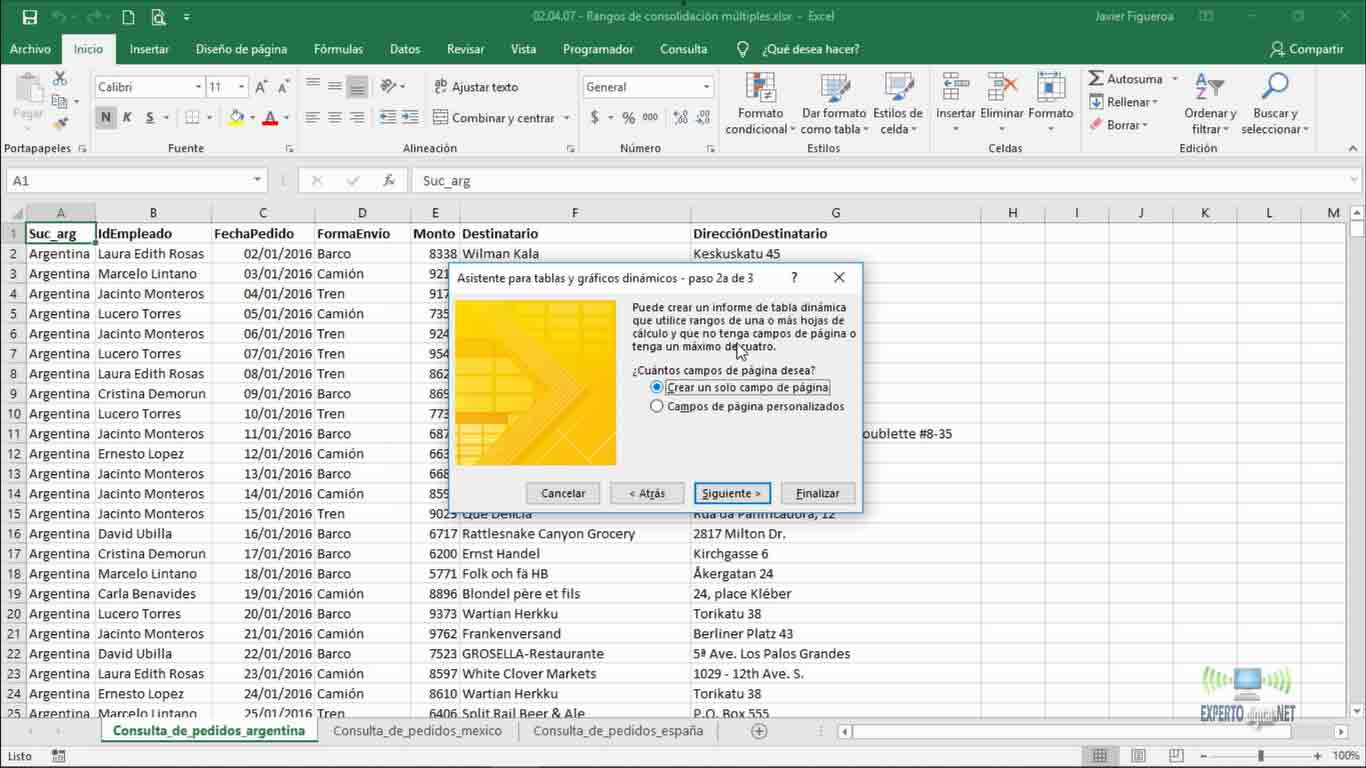 Unir varias hojas de Excel en una sola tabla dinámica ·